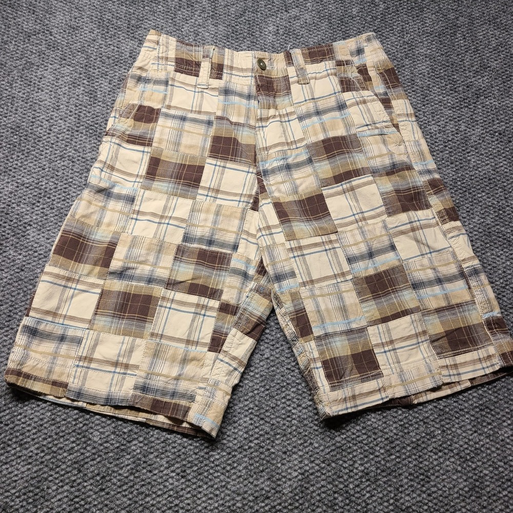 Vtg Y2k American Eagle Outfitters Shorts Mens 30 Brown Beige Patchwork Plaid